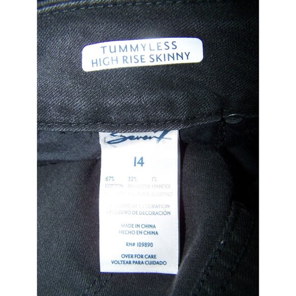 Seven 7 Jeans Black Tummy Less Skinny High Rise 14 Black NWT - Picture 9 of 10